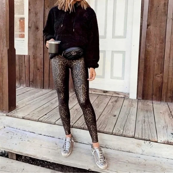 SPANX Luxe Faux Leather Leggings | Leopard Shine | Limited Edition | Size M - Picture 12 of 15
